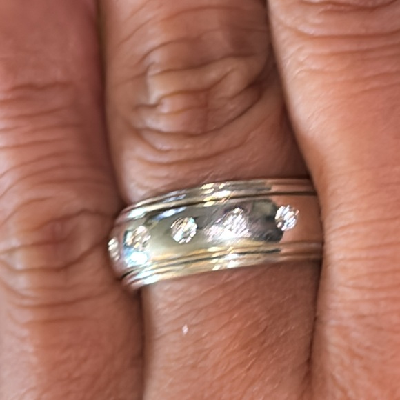 Unisex Sterling Silver Eternity Spinner Ring with CZ - Picture 4 of 8